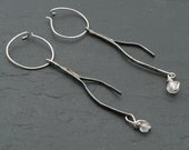 Aged Sterling Silver and Rose Quartz Branch Earrings