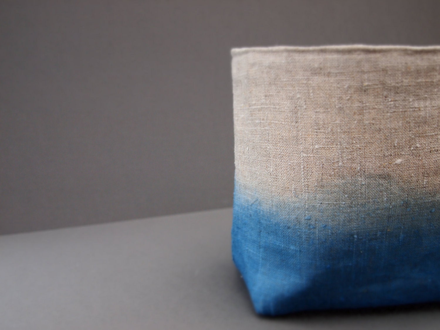 organic dip-dyed natural blue Indigo linen fabric storage basket box for all sorts of nick-nacks to be stored in