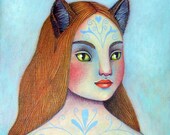 Prints on wood of "The Creature" by Isabelle Bryer  7.75" x 10.5"