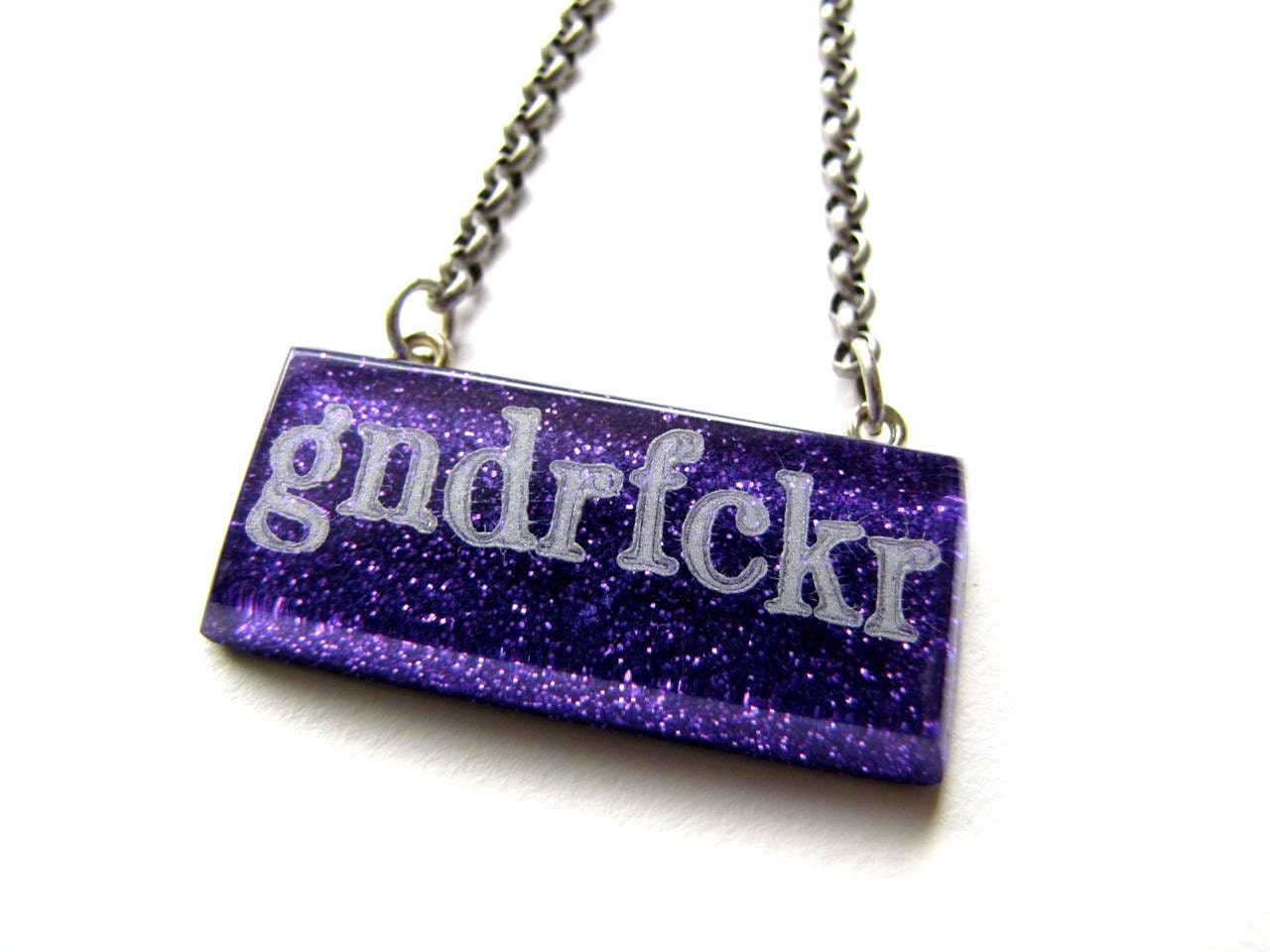 GNDRFCKR on PURPLE Queer Glitter Resin Necklace