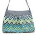 READY TO SHIP Blue grey Chevron shoulder sling hobo purse hand bag magnetic closure
