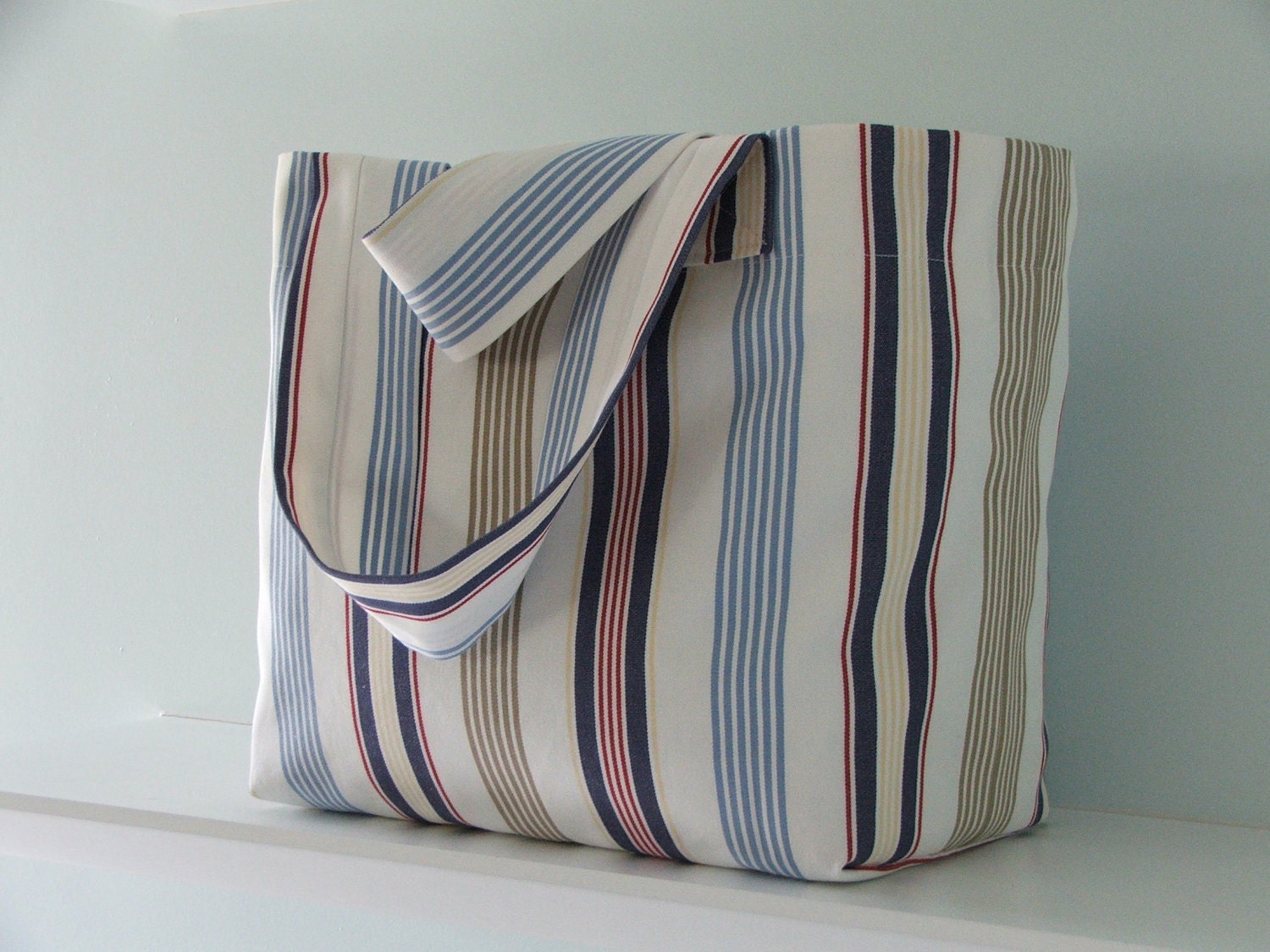 Striped Canvas Beach Bag