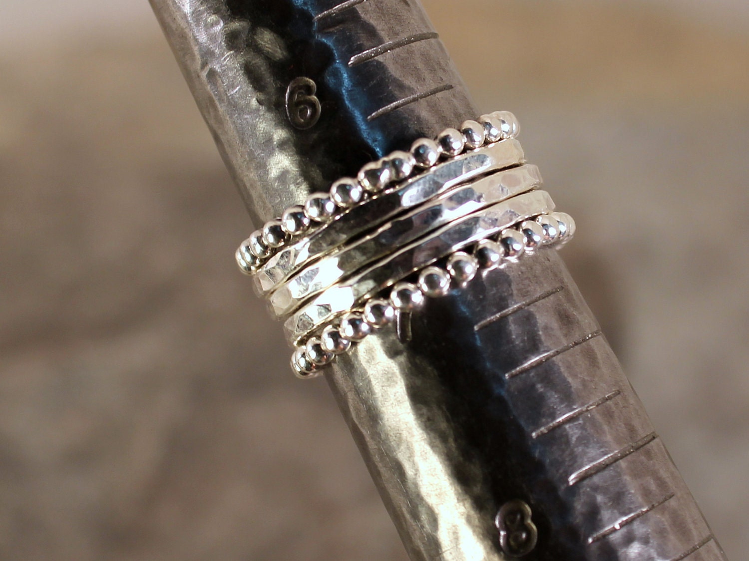 MADE TO ORDER - Five Silver Stacking Rings - Sterling Silver