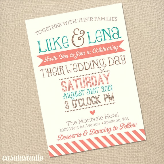 Whimsical Vintage  Wedding Invitation & RSVP Printable OR Printed Card