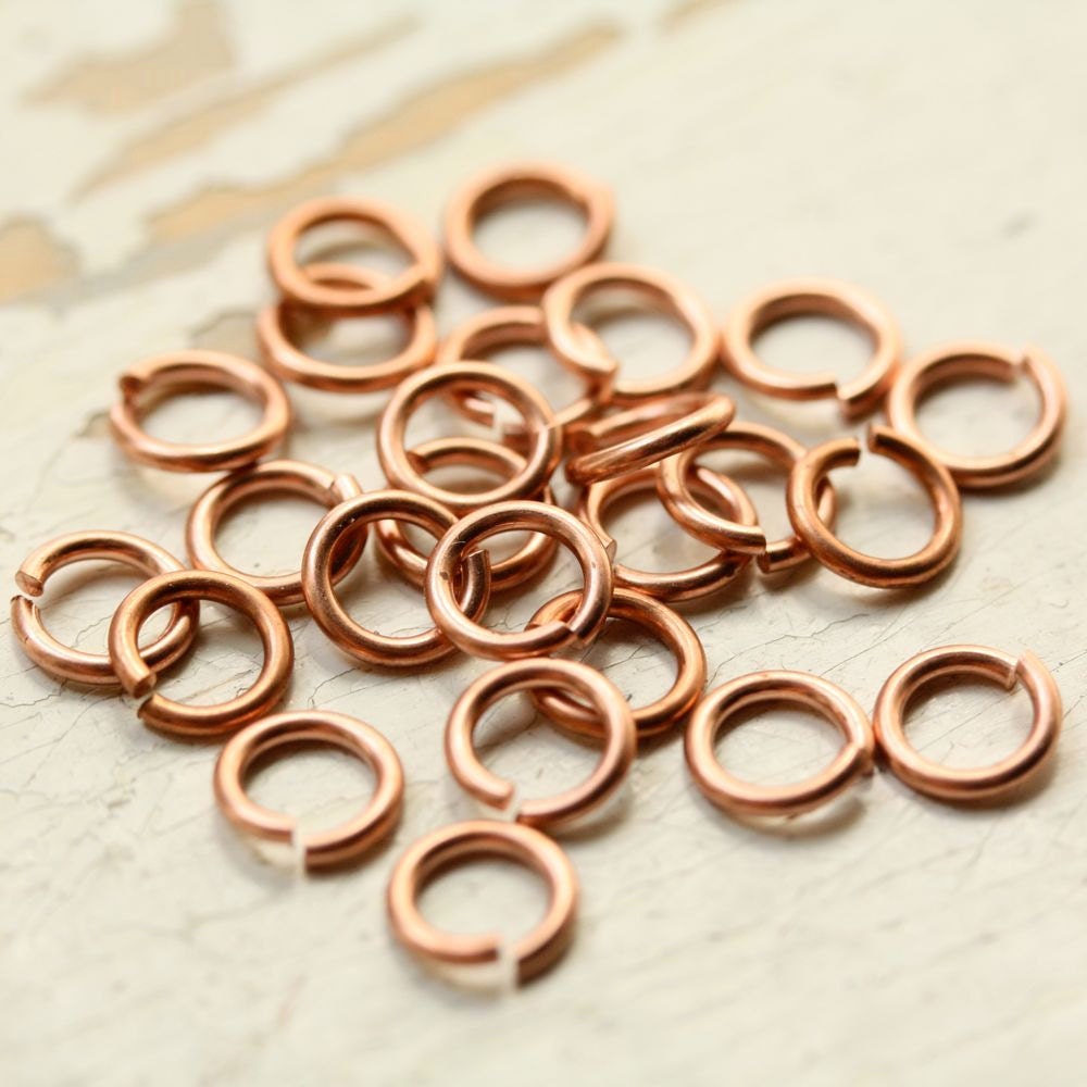 18g Solid Copper 6.5mm Jump Rings Saw Cut Open, 5/32" ID Unsoldered - 25 pc, Findings