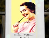 Milk..Eggs..Vodka... Tea Towel, Funny Flour Sack Towel