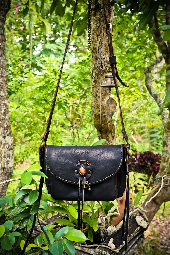 Gypsy Nomad Cross-Body Black Leather Purse