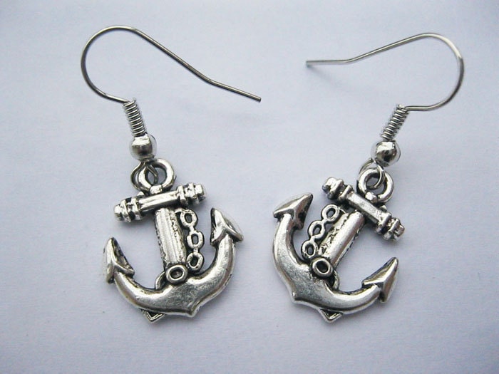 earrings---antique silver little anchor pendant,alloy earrings
