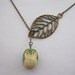 necklace---antique bronze leaves and cute colorful owl porcelain bead,alloy necklace