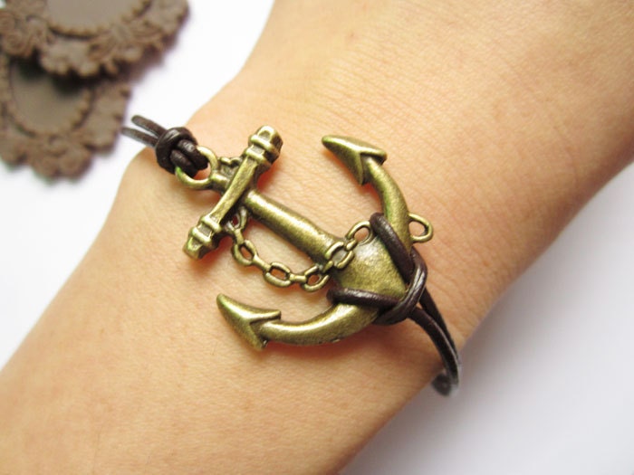 Bracelet---antique bronze anchor bracelet ,alloy bracelet