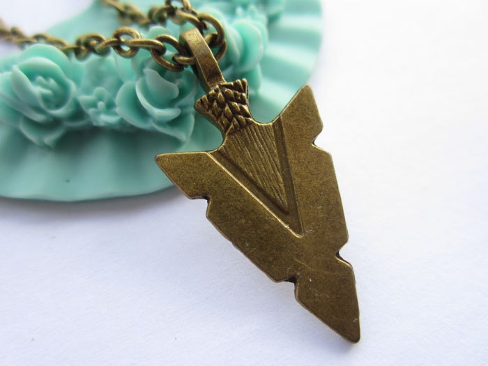 necklace---antique bronze arrowhead,alloy necklace