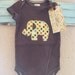 Baby boys brown mod elephant applique ONESIE bodysuit 3-6 months available