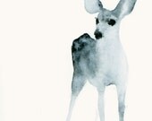 Deer Fawn Watercolor Print - Tiny Ghost Fawn Listening