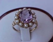 Incredible works of Art ,Victorian  10k YG Filigree Genuine Amethyst  & Seeds Pearl, 1800's