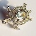 VIntage Jewelry, Small Crystal Turtle Pin, Silver Rhinestone Brooch