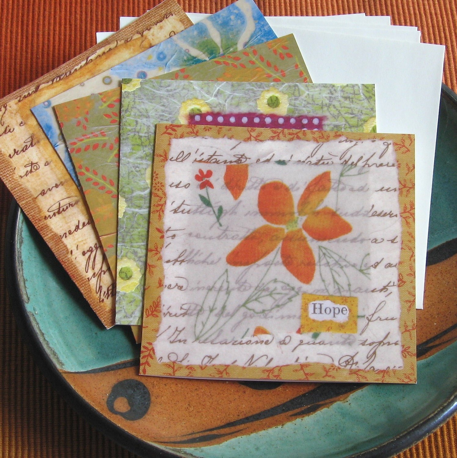5 Note Cards of Collages by Christine Peloquin
