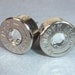Bullet Earrings . 357 Magnum Nickel Plated Brass . April Diamond .