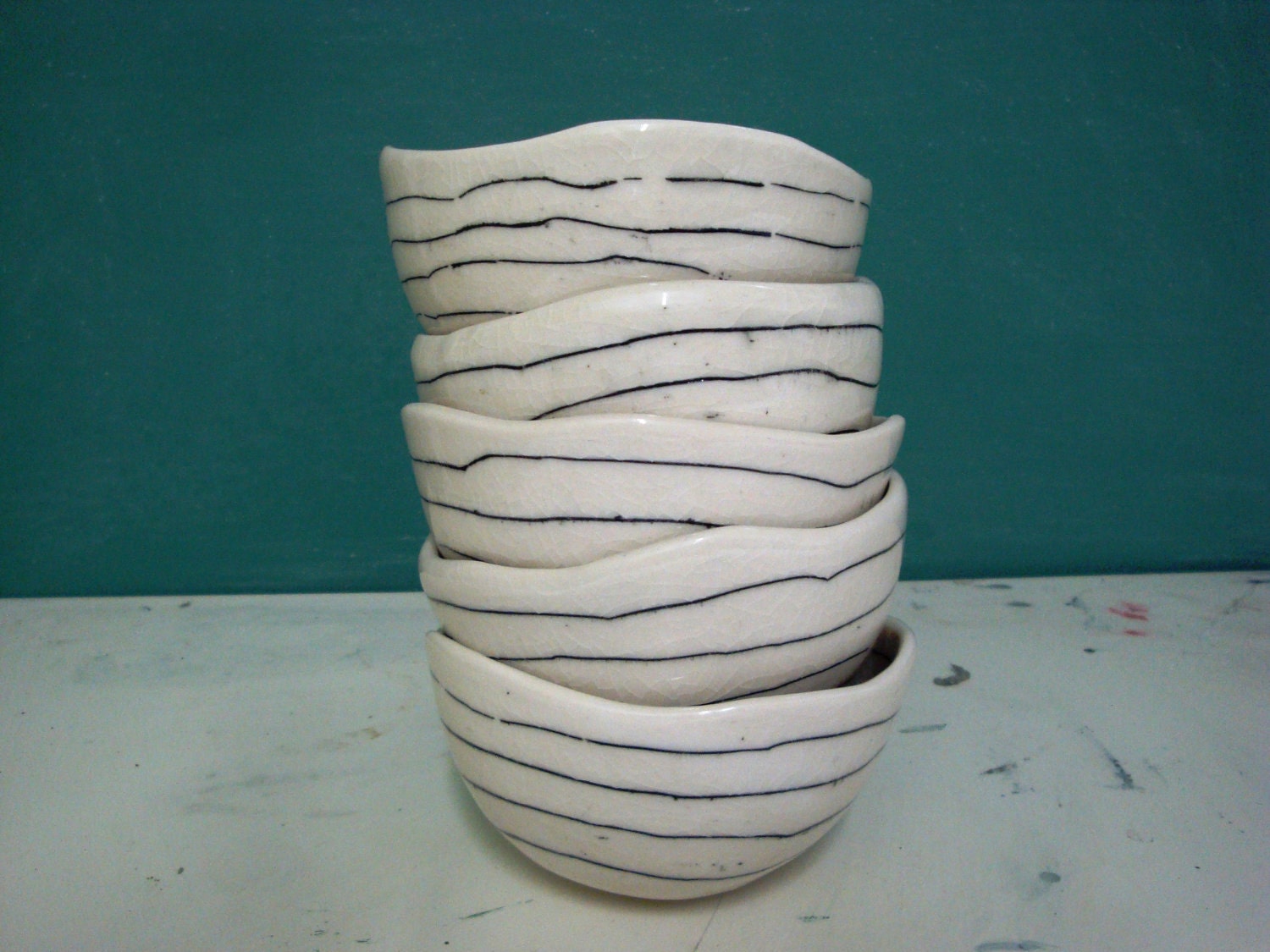 Set of 5 Rice Bowls - Striped