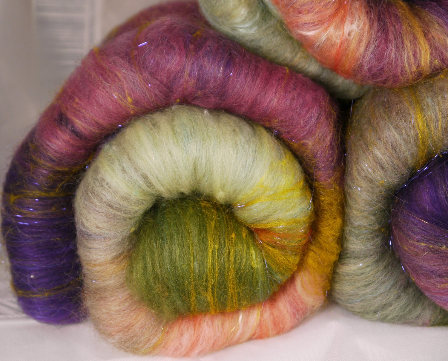 Fiber Batts for spinning - Hedgerow (3.6 oz.) alpaca, merino, wool, bamboo, silk, silk noil, angelina