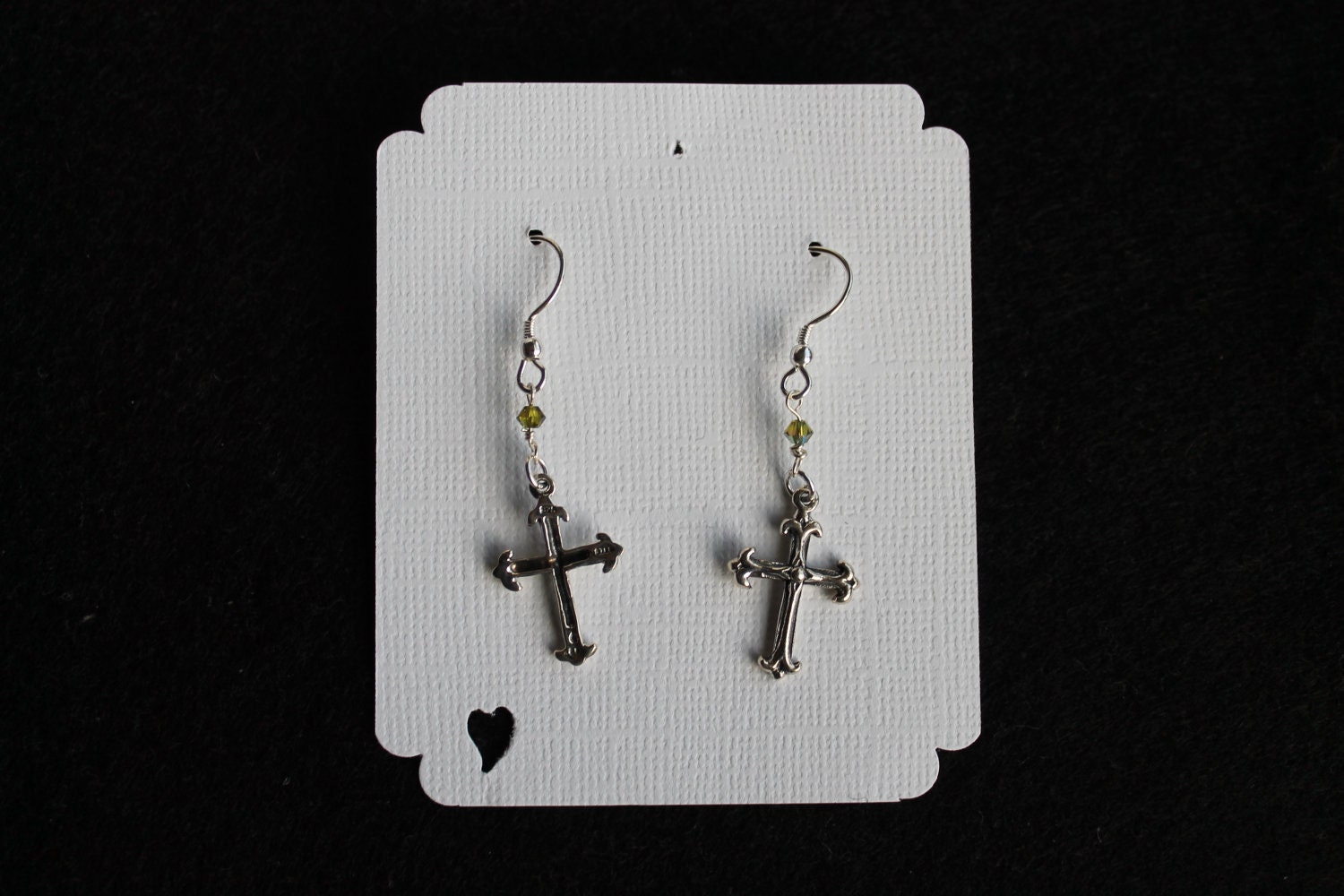 Sterling Silver Cross Earrings with Swarvoski Crystal on Sterling Silver Earwires