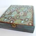 Jewelry Box, Trinket Box, Hand-Painted Cigar Box, Stash Box, Altered Art Box, Blue, Green, Brown, "Crystals"