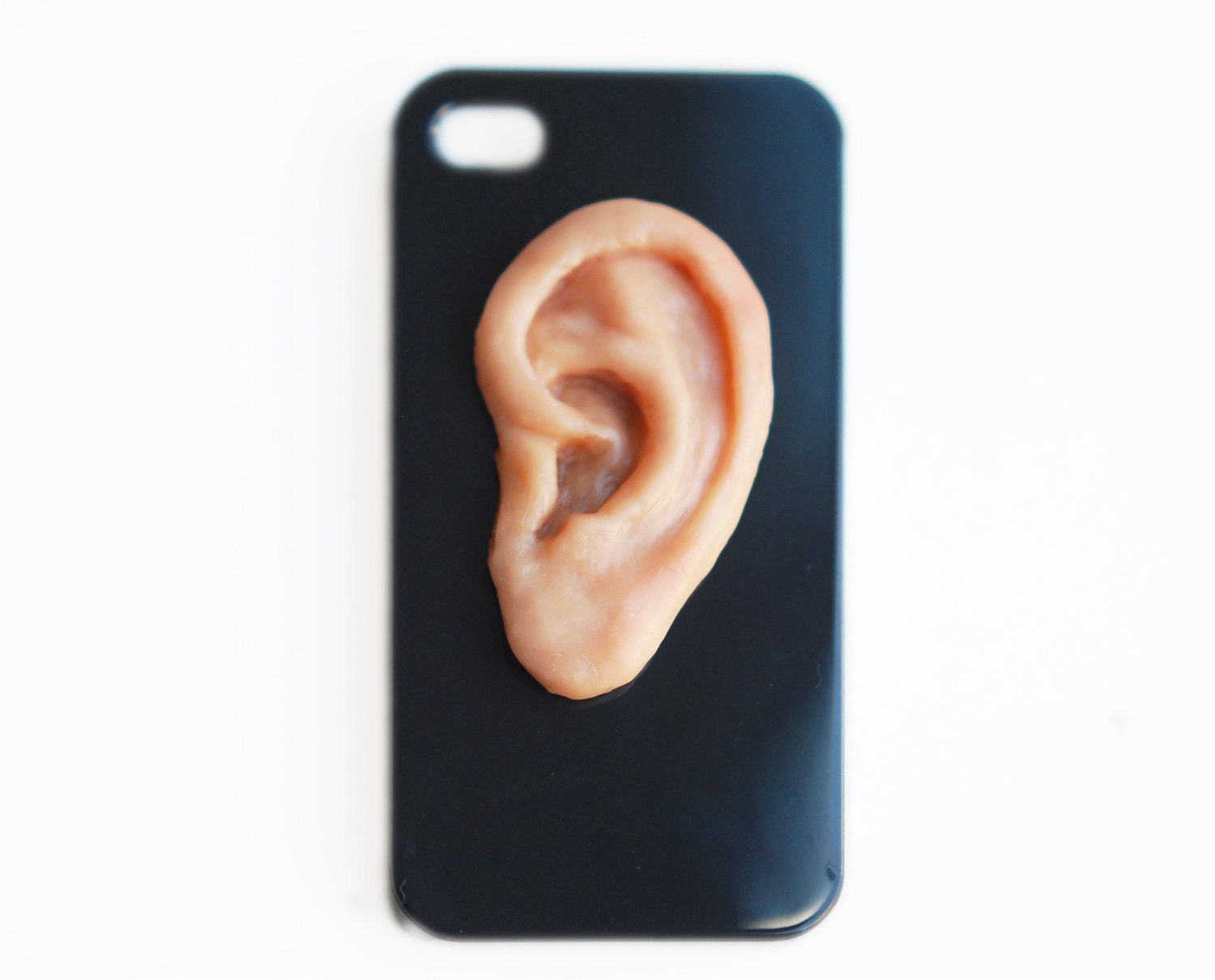 I HEAR YOU . IPhone 4 hard case .Unusual Iphone case. creepy ear on the black Iphone case. phone cases men