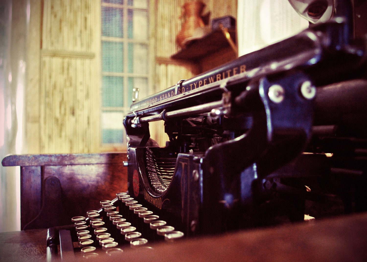 Vintage Rusic Antique Brown and Red Typewriter Fine Art Photography -  8 x 12
