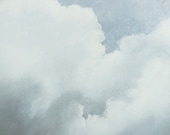 Cloud Painting Small Original Oil on wood panel Blue White Sky