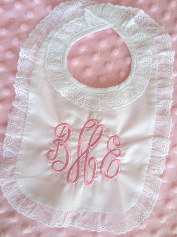 Monogrammed English Bib