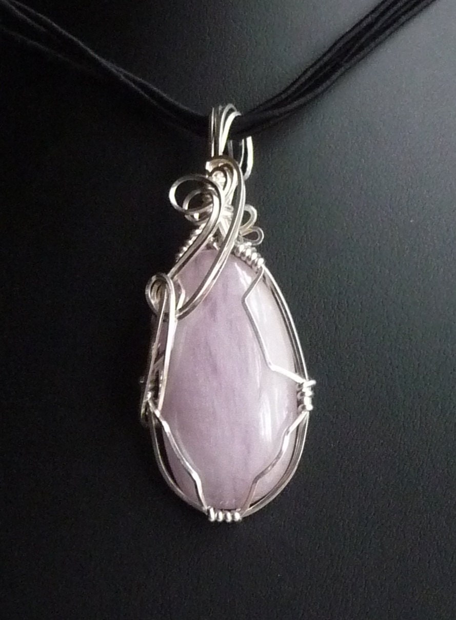 Kunzite and Sterlling Silver Wire wrapped pendant