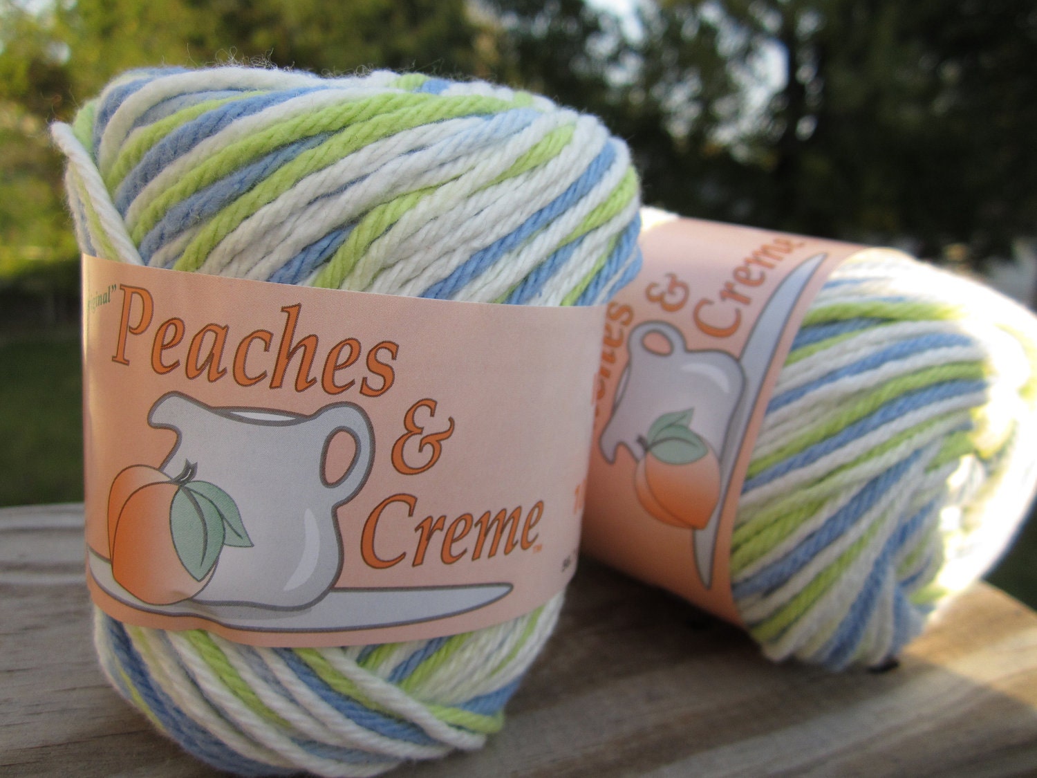 Cotton Yarn / Peaches & Creme / SEA MIST OMBRE by YarnDoodle