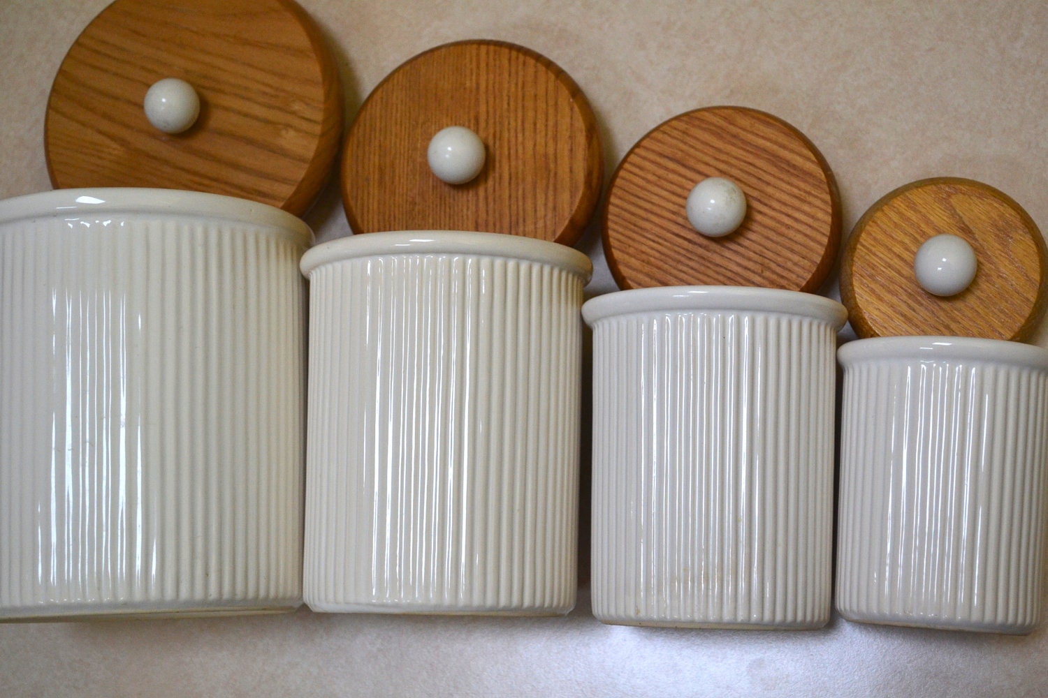 4 White Porcelain Canister set - Oakdale