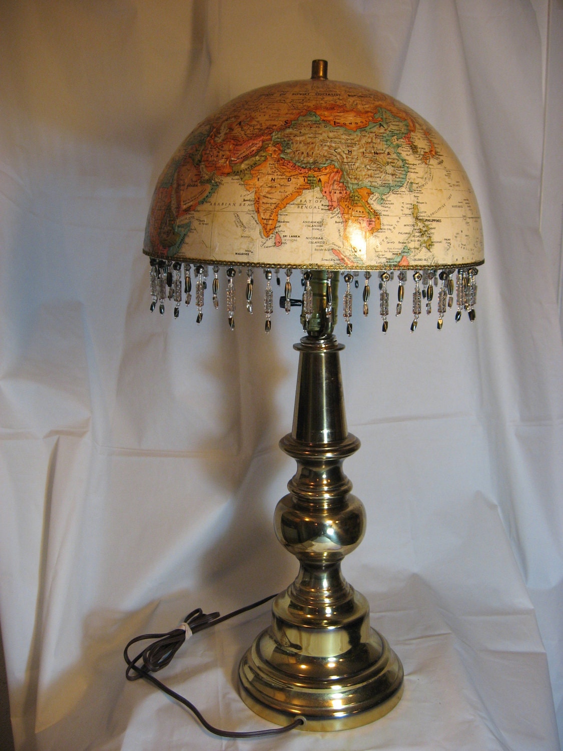 World Globe Lampshade,elegant, hand-crafted, vintage, (lamp NOT included) perfect for a living room, library, child's room, or travel theme