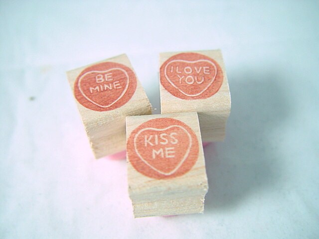 Mounted Love Heart Rubber Stamps x 3