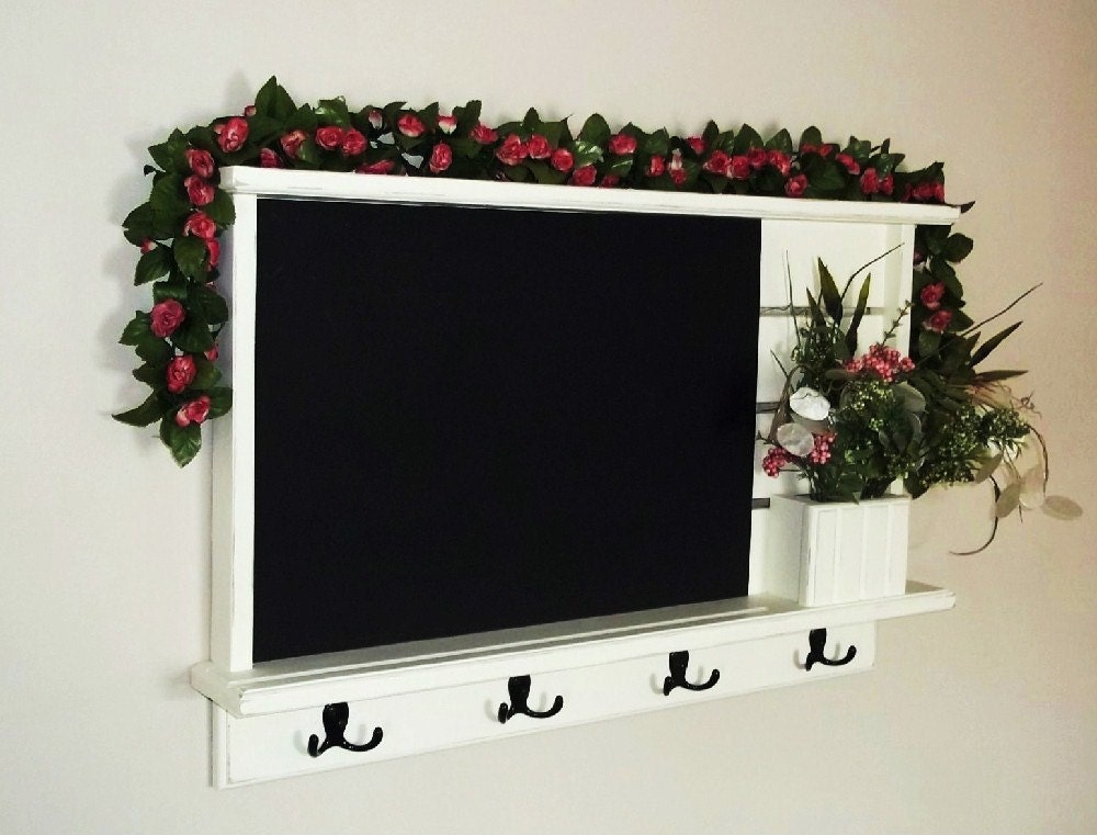 chalkboard, wall shelf, shabby distressed chic furniture chalkboard, chalk board ,key holder. mail holder, message board, shabby chalkboard