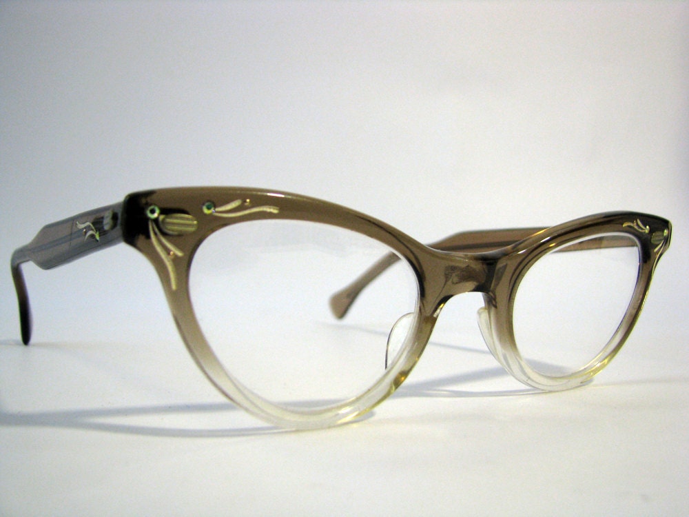 Vintage Cat Eye 1950s Rhinestone Glasses Womens By Molecularmodern 