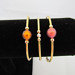 Red & Topaz Gold-Foil Venetian Glass Memory Wire Bracelets- set of 3