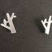 Tiny Tree White Gold Earring-SILVER POST-cute,lovely gift idea