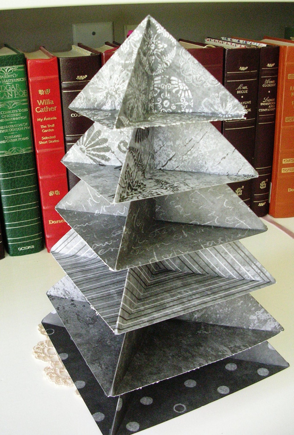 Origami Christmas Tree  Decoration in Grey