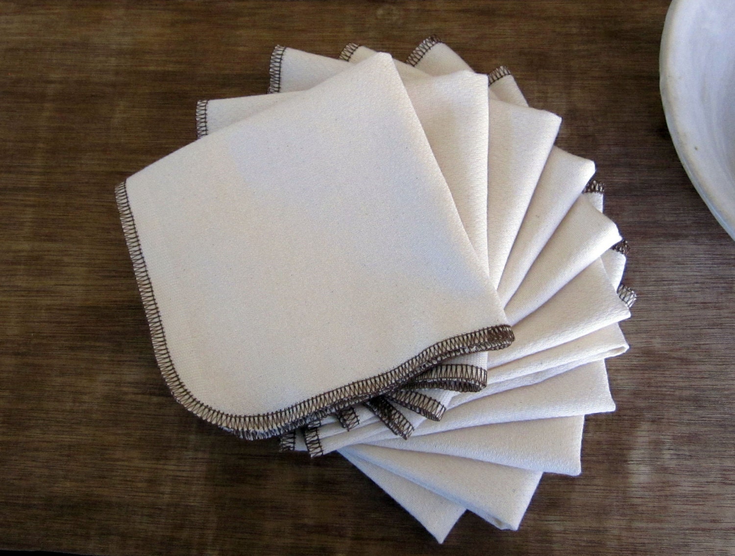 SALE 15% OFF -- Organic Reusable Unpaper Towel  with Brown Edges Eco Friendly -- Birdseye Unbleached Cotton  -- Set of 24