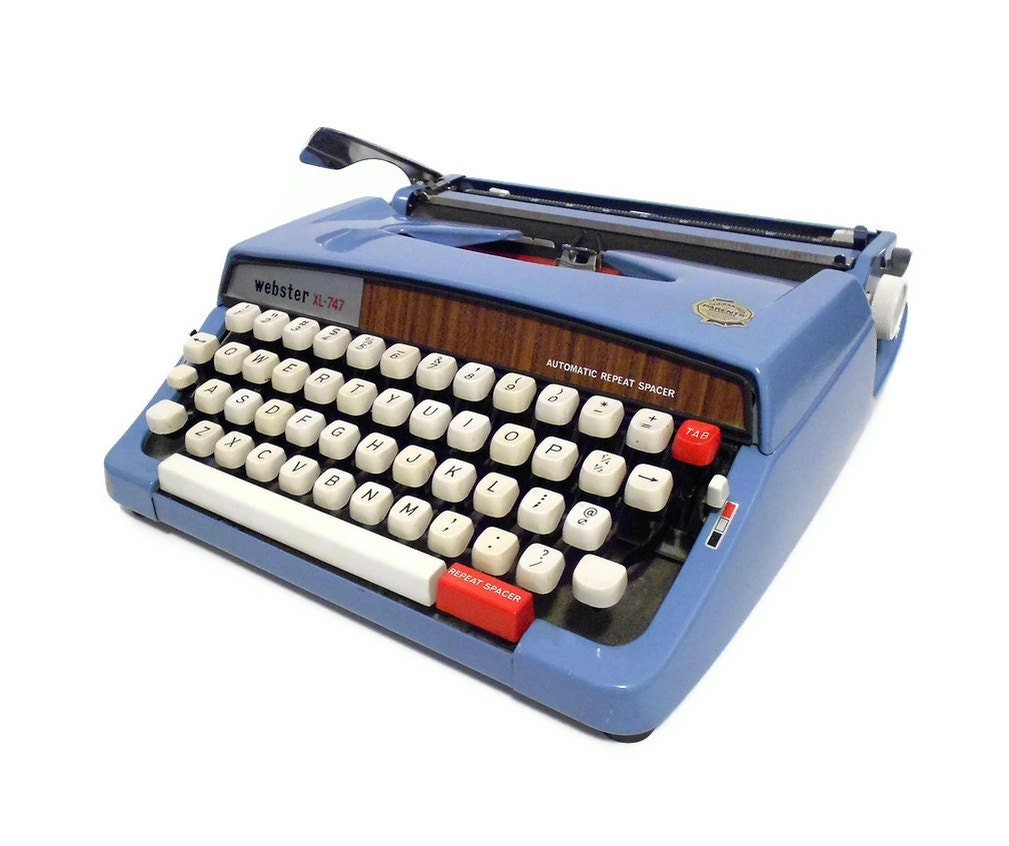 RESERVED Vintage Blue Typewriter Webster XL 747 Portable Typewriter by Brother