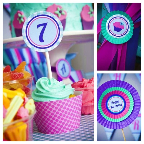 CUPCAKE Party - Printable CUPCAKE 2" Party CIRCLE - Personalized Il_570xn