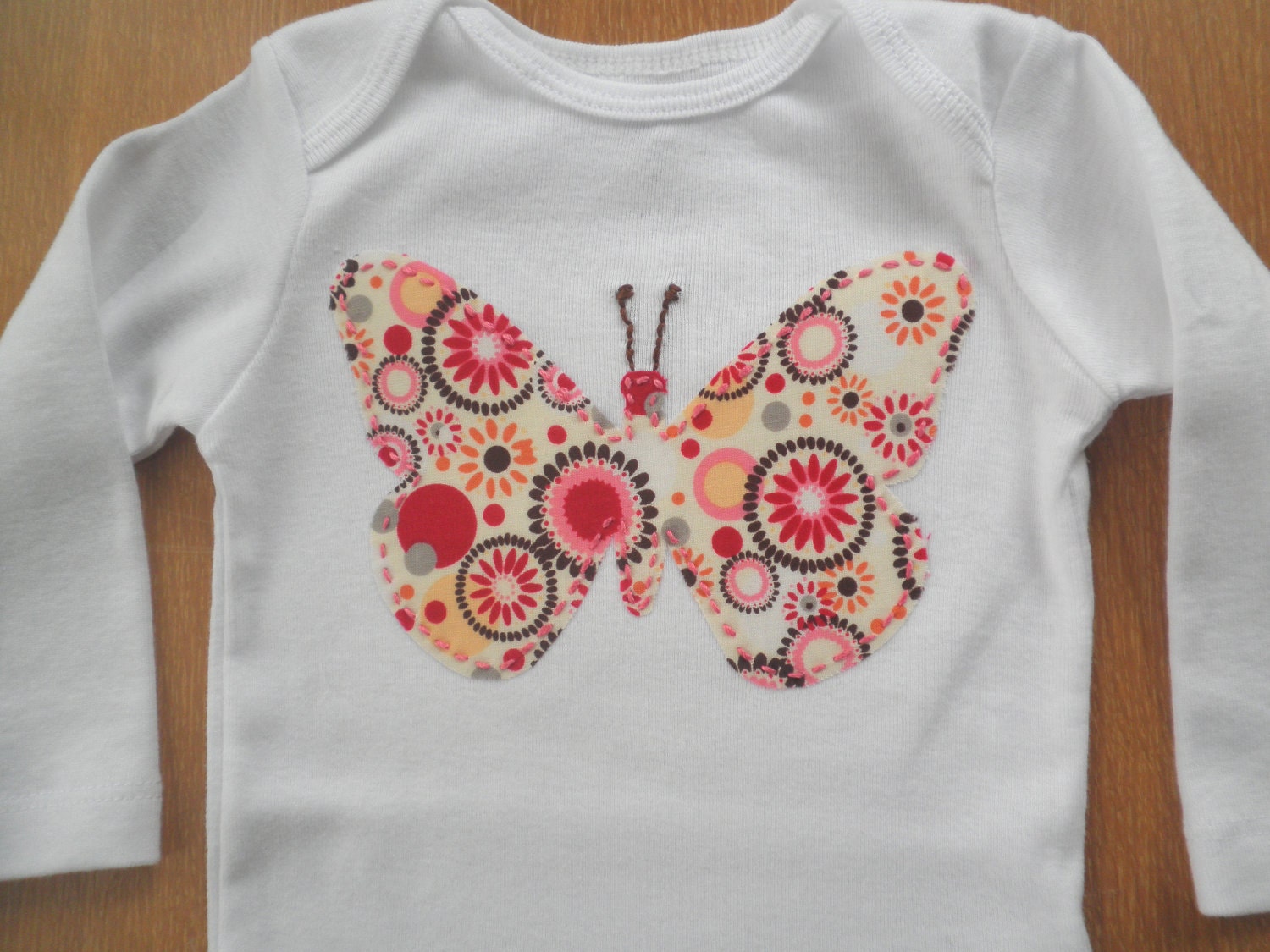 Butterfly Applique on White Bodysuit