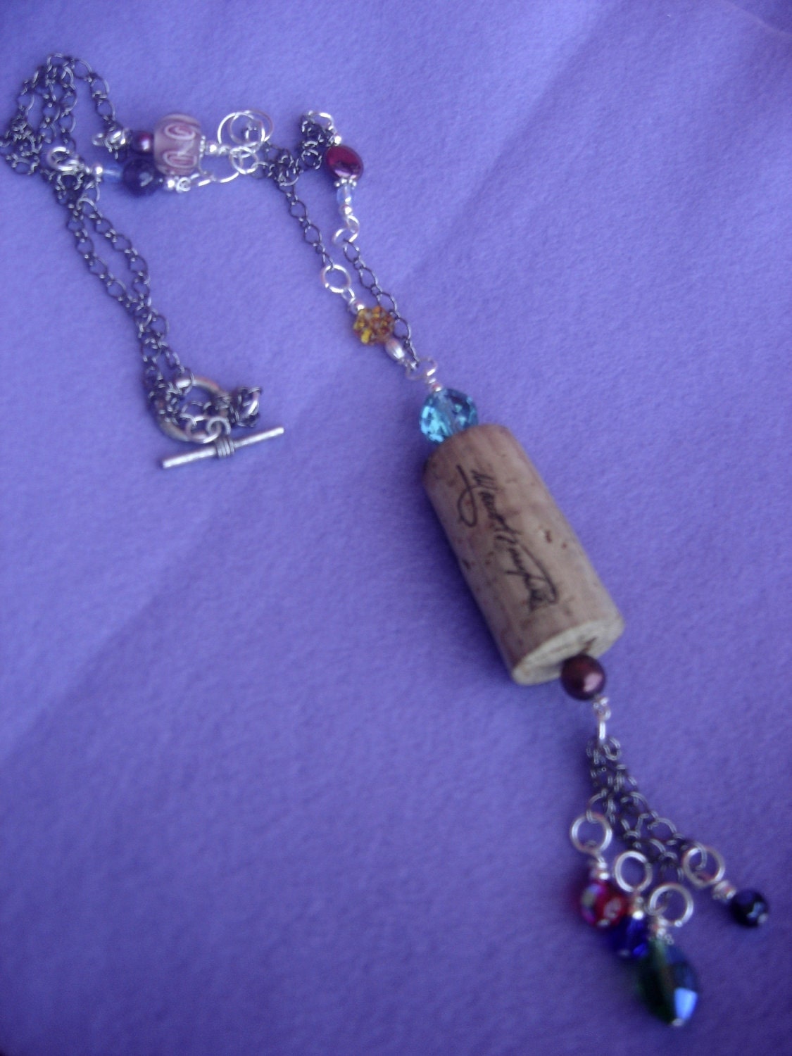 Necklace with a wine cork. Recycled cork necklace. by BBBsDesigns