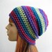 Crocheted Slouchy Beanie Multicolor Stripes - Ready to Ship
