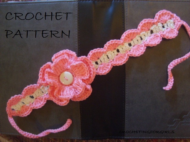Pattern PDF-FILE crochet  headband with scallops and flower (all sizes)