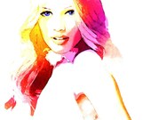 Sunset Hues- Watercolor Vogue Fashion Illustration Painting Art Print