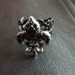 Fleur De Lis Black Crystal Adjustable Ring