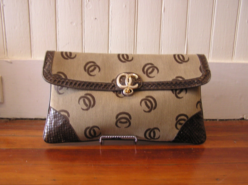 REDUCED 20% Vintage Oleg Cassini Snakeskin Clutch