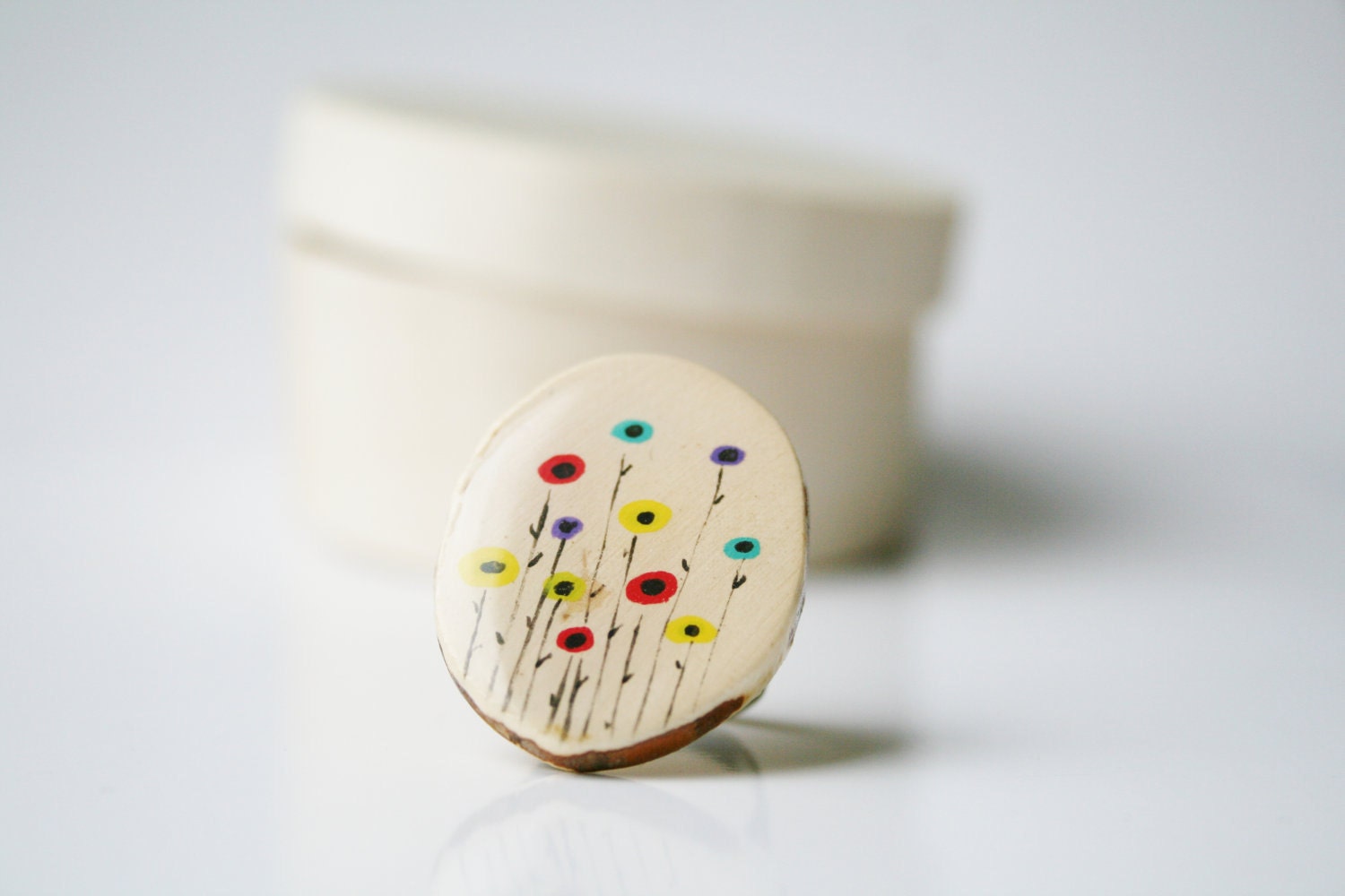 Cocktail Ring Abstract poppies eco friendly minimalist jewelry  eco fashion  delicate jewelry Unique gifts